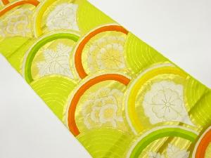 青海波に花々模様織出し袋帯